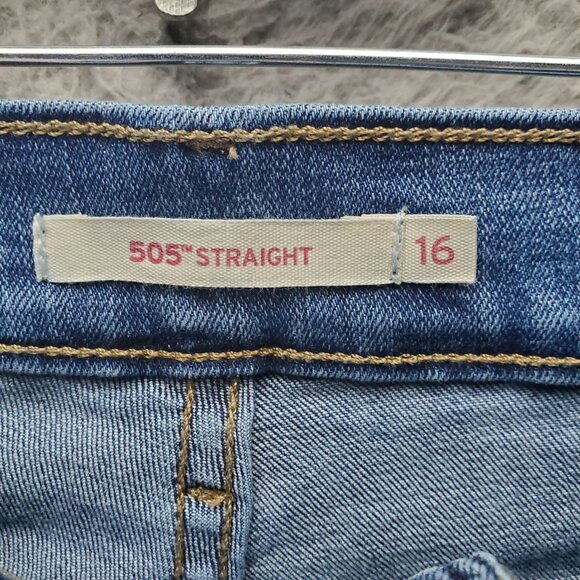 Levis Jeans Womens Size 16 Blue 505 Straight Stretch Denim Classic - Picture 2 of 13